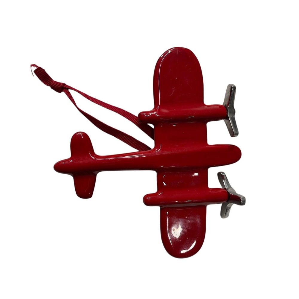Red Biplane Ornament Metal Propellers Hanging Loop For‎ Christmas Tree Decor - Picture 4 of 4